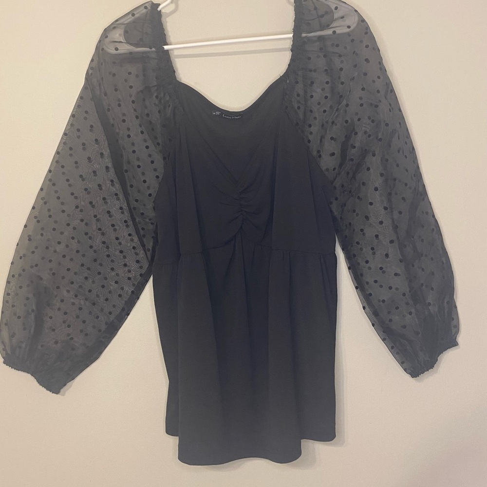 Chic LUNA MOON Black Polka Dot Sleeve Blouse XXL